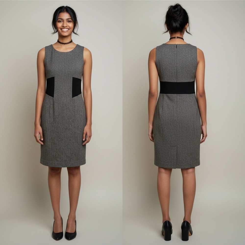 The Limited Collection Vintage 90s Grey Black Colorblock Sheath Dress Size 4.